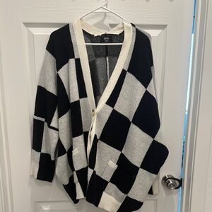 Black and White Checkered Cardigan
